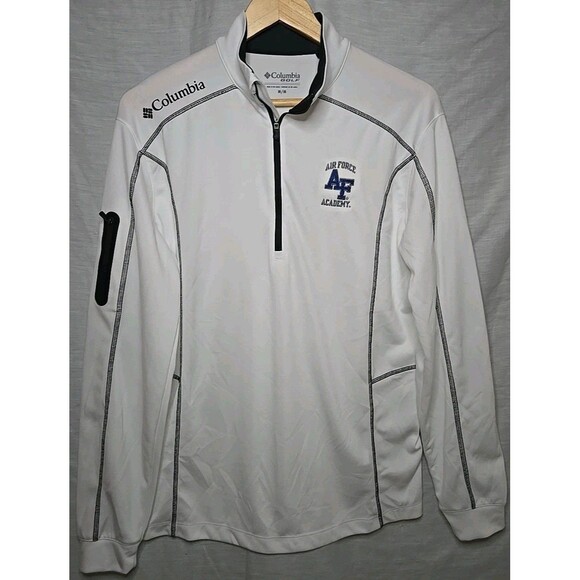 Air Force Academy AF Columbia Golf Quarter Zip Sweatshirt, Sz Medium, White - Picture 1 of 9